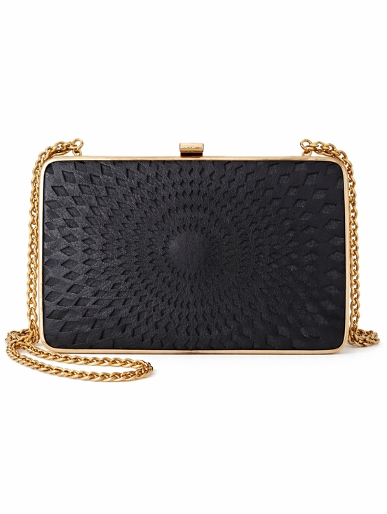 Cara New York Handbags - Cara New York Black Geometric Textured Clutch Crossbody